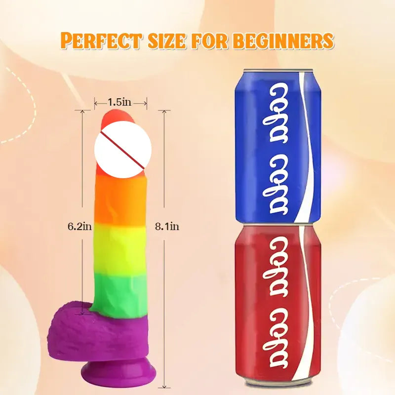 8.1-Inch Pride Rainbow Silicone Realistic Dildo
