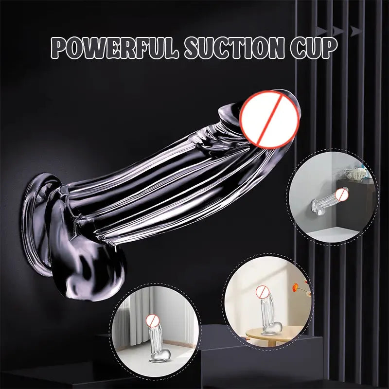 Transparent Silicone Dildo with Suction Cup