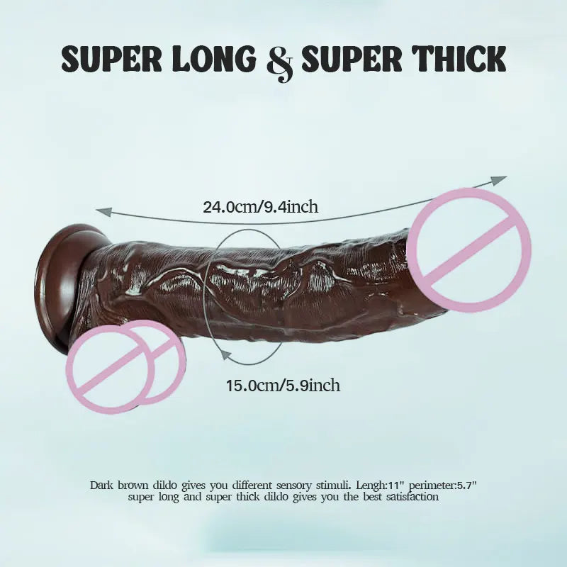 10.2-Inch Black Realistic Large Dildo