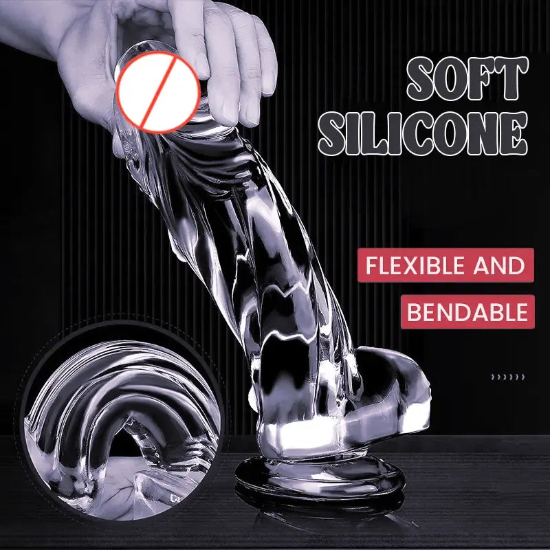 Transparent Silicone Dildo with Suction Cup