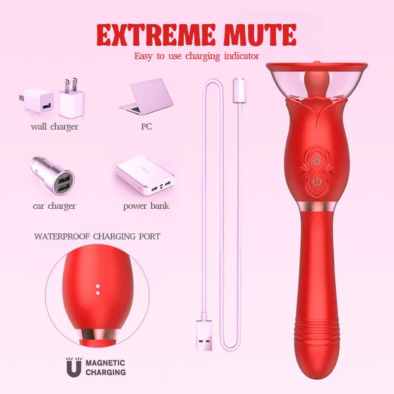 Rose Sucking Toy Vibrator with Tongue