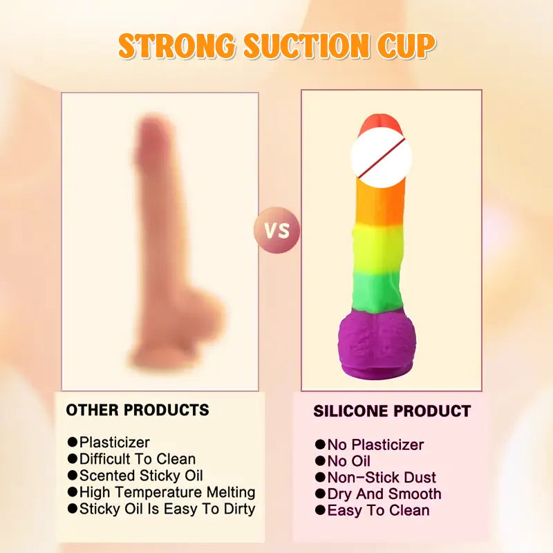 8.1-Inch Pride Rainbow Silicone Realistic Dildo