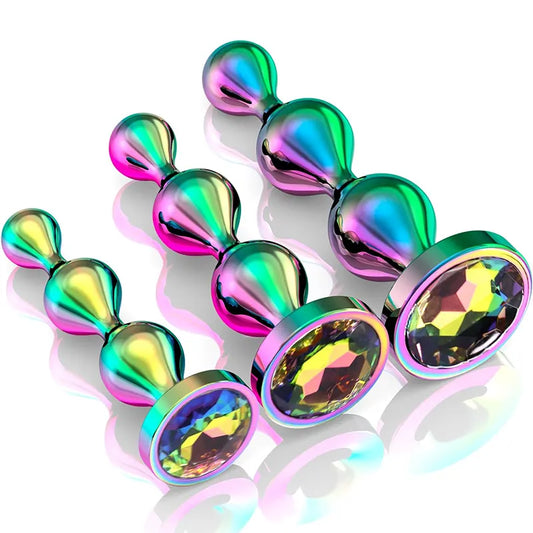 Metal Beaded Anal Plug Set