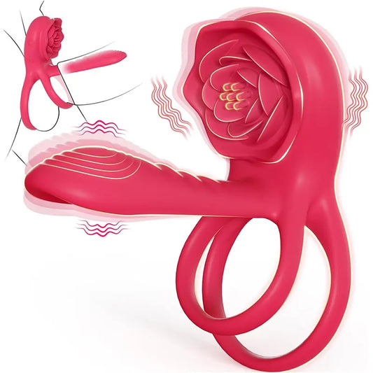 Couple Rose Double Vibrating Cock Ring