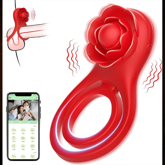 Wireless Control Rose Vibrating Cock Ring