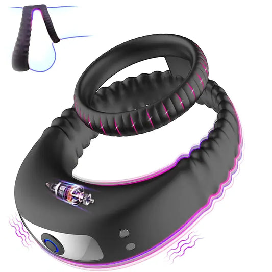 Double Ring Vibrating Silicone Cock Ring