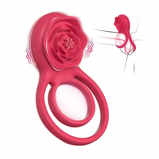 Red Rose Couple Vibrating Cock Ring