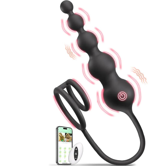 Remote Vibrating Cock Ring with Plug