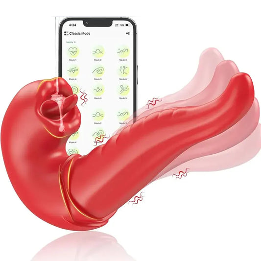 App-Controlled Tongue Vibrator Rose Toy