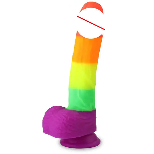 8.1-Inch Pride Rainbow Silicone Realistic Dildo