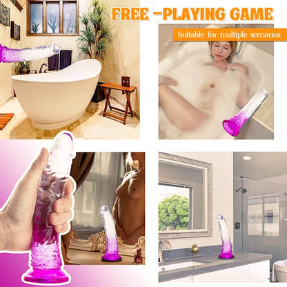 8.6-inch Transparent Gradient Realistic Dildo for Female