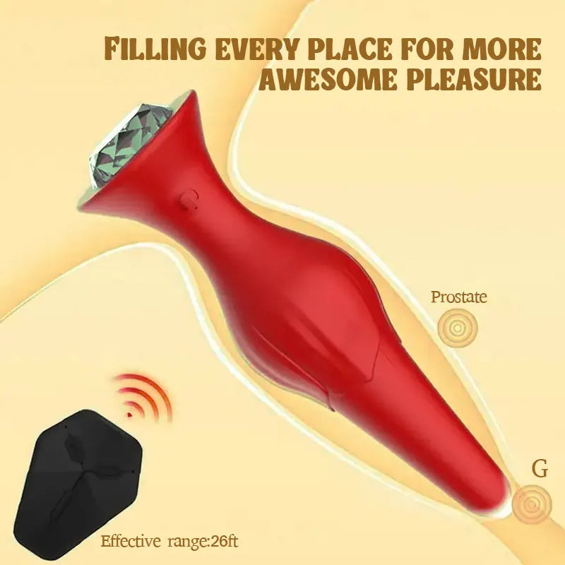 APP Silicone Rose Vibrating Anal Plug
