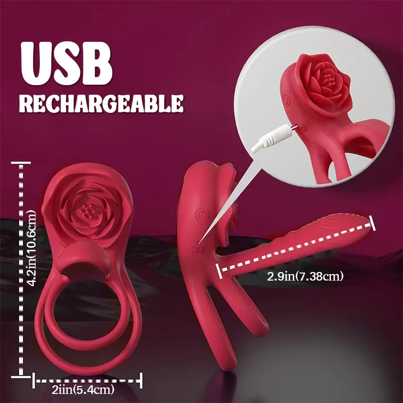 Couple Rose Double Vibrating Cock Ring