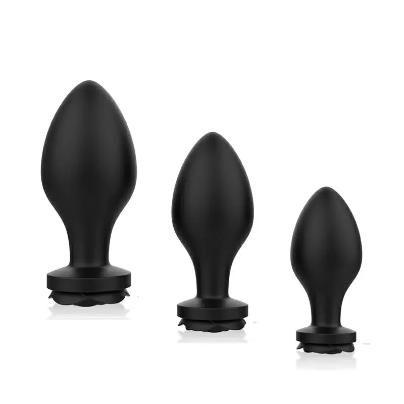 Silicone Rose Butt Plug Set 3