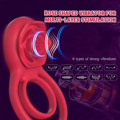 Red Rose Couple Vibrating Cock Ring
