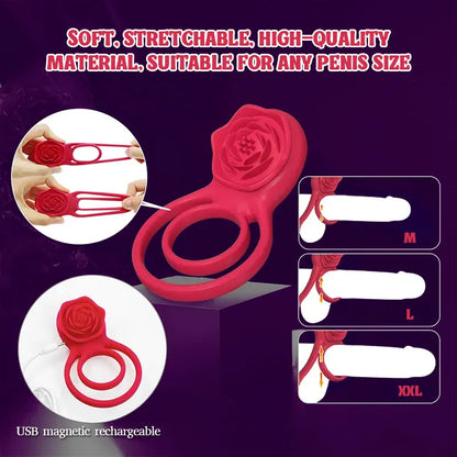Red Rose Couple Vibrating Cock Ring