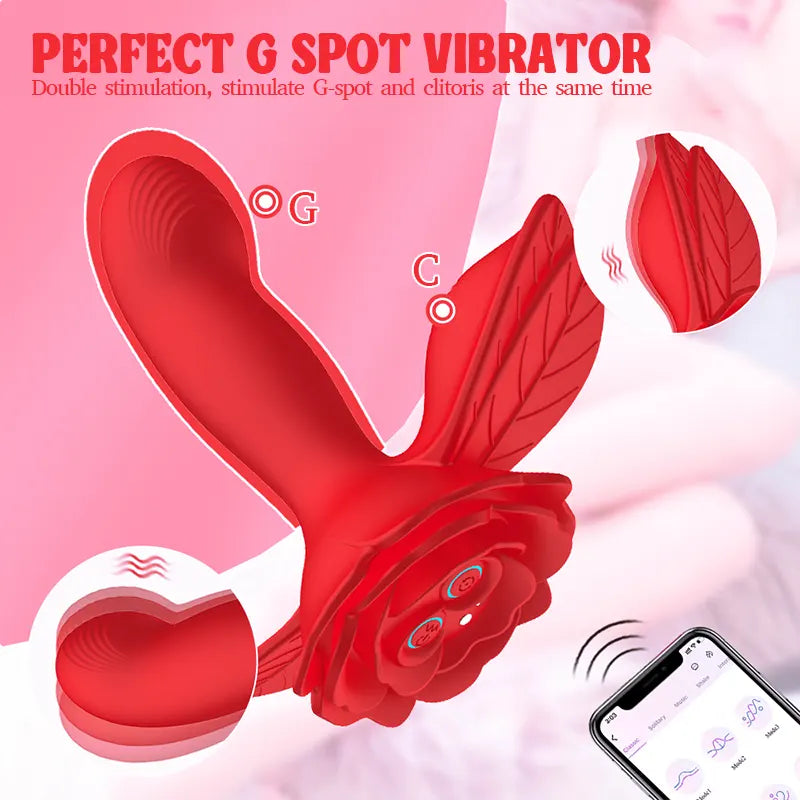 Wireless remote control wearable rose vibrator