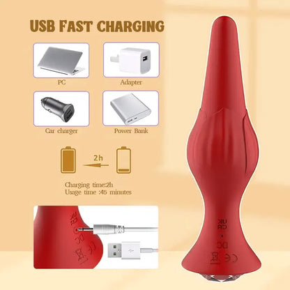 APP Silicone Rose Vibrating Anal Plug