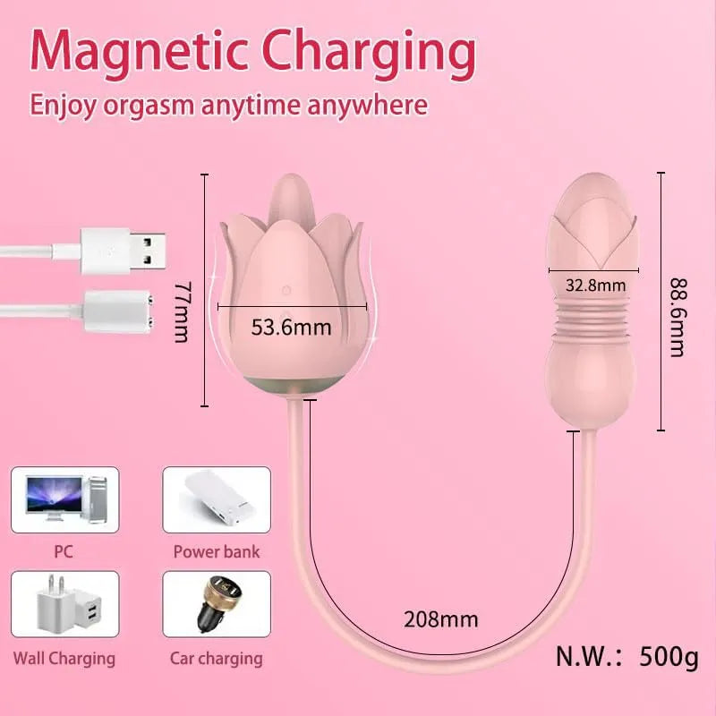 Rose Sex Toy Vibrator Dildo 3 IN1 Adult Sex Toy