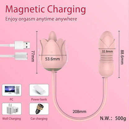 Rose Sex Toy Vibrator Dildo 3 IN1 Adult Sex Toy
