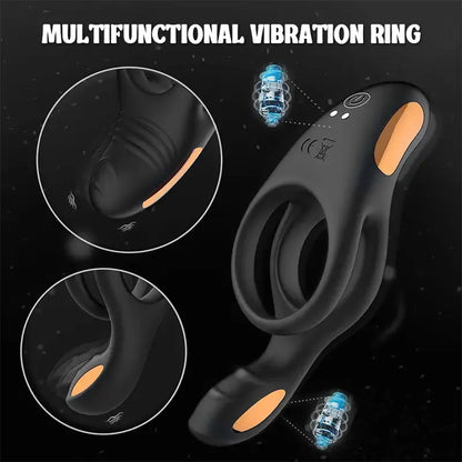 3 in 1 Couple Silicone Vibrating Cock Ring