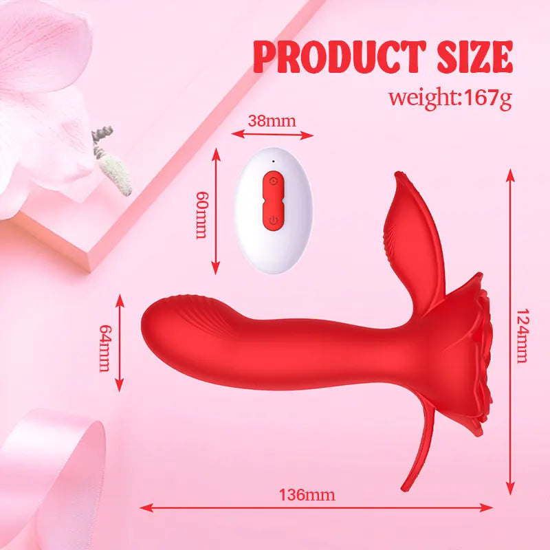 Wireless remote control wearable rose vibrator