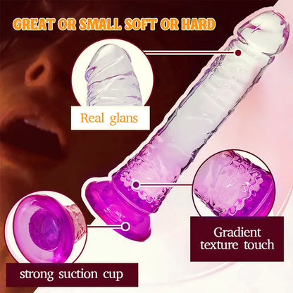 8.6-inch Transparent Gradient Realistic Dildo for Female