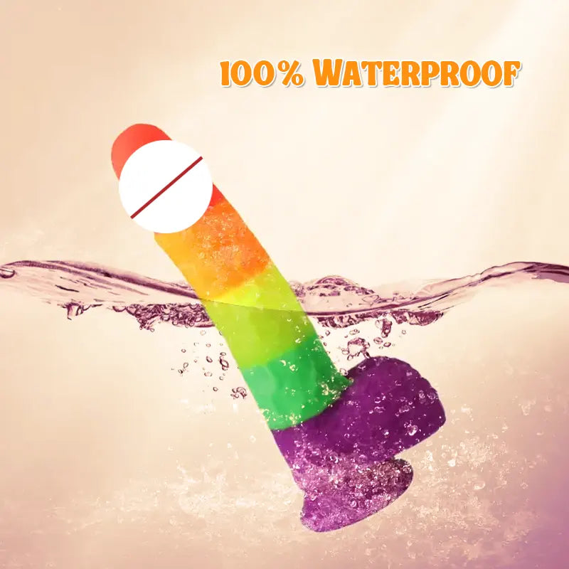 8.1-Inch Pride Rainbow Silicone Realistic Dildo