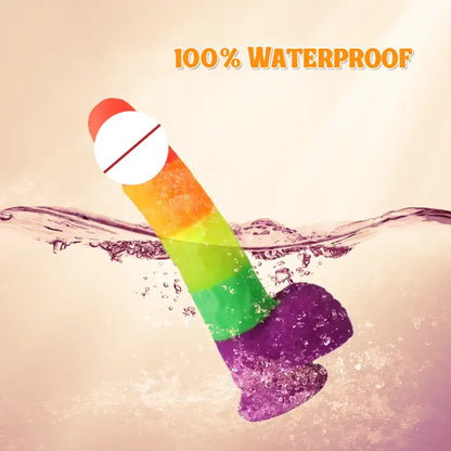 8.1-Inch Pride Rainbow Silicone Realistic Dildo