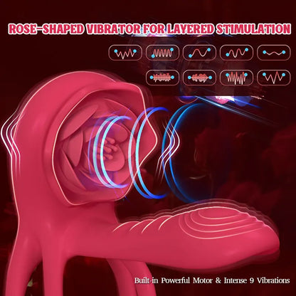 Couple Rose Double Vibrating Cock Ring