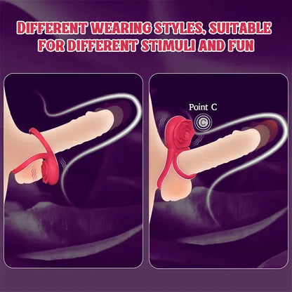 Red Rose Couple Vibrating Cock Ring