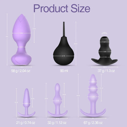 Sex Toys Butt Anal Plug - 6 Pack Training Kit Set