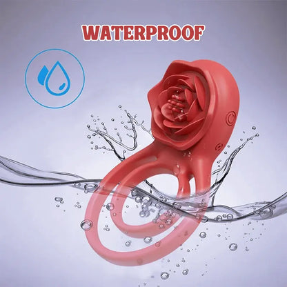 Red Rose Couple Vibrating Cock Ring