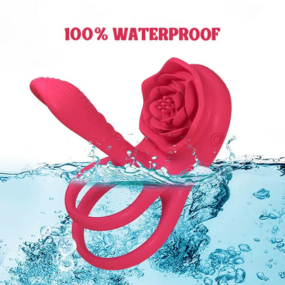 Couple Rose Double Vibrating Cock Ring
