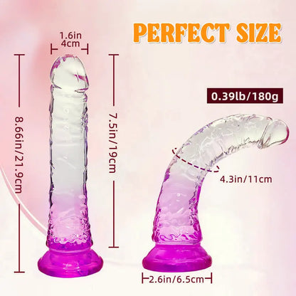8.6-inch Transparent Gradient Realistic Dildo for Female