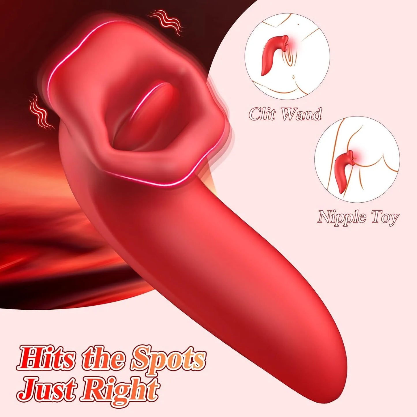 Clitoral Vibrator Rose Sex Toy - with 10 Mouth Kissing