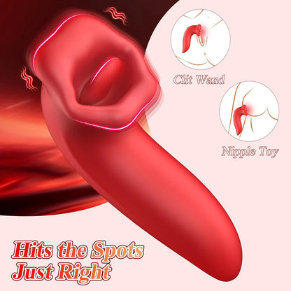 Clitoral Vibrator Rose Sex Toy - with 10 Mouth Kissing