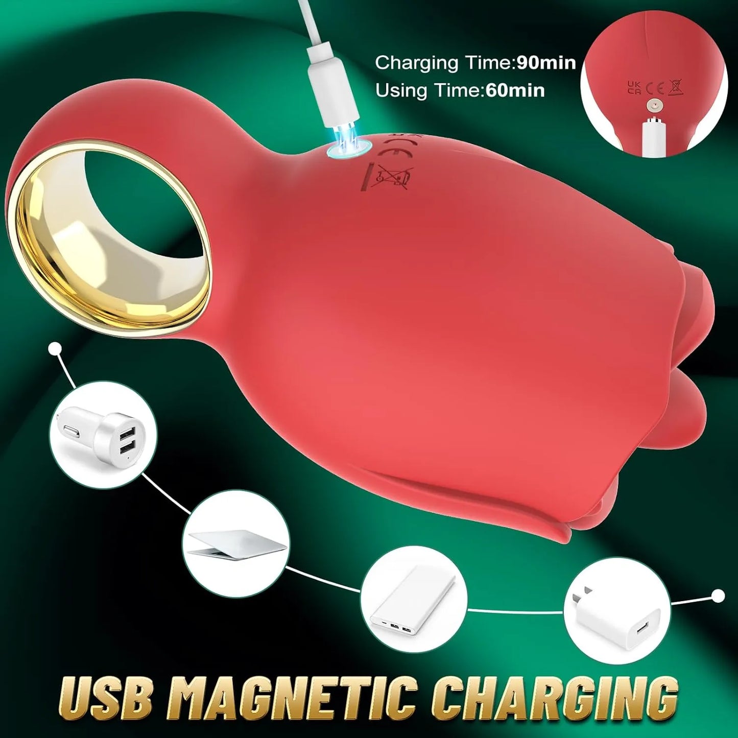 Rose Sex Toy with 360° Rotated Licking Tongue