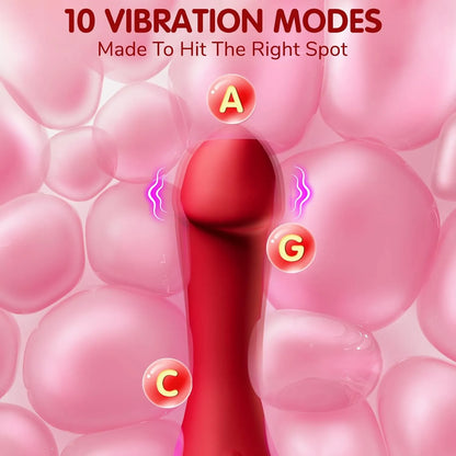 Vibrator Dildo Rose Sex Toys for Women - with 10 Tongue Licking