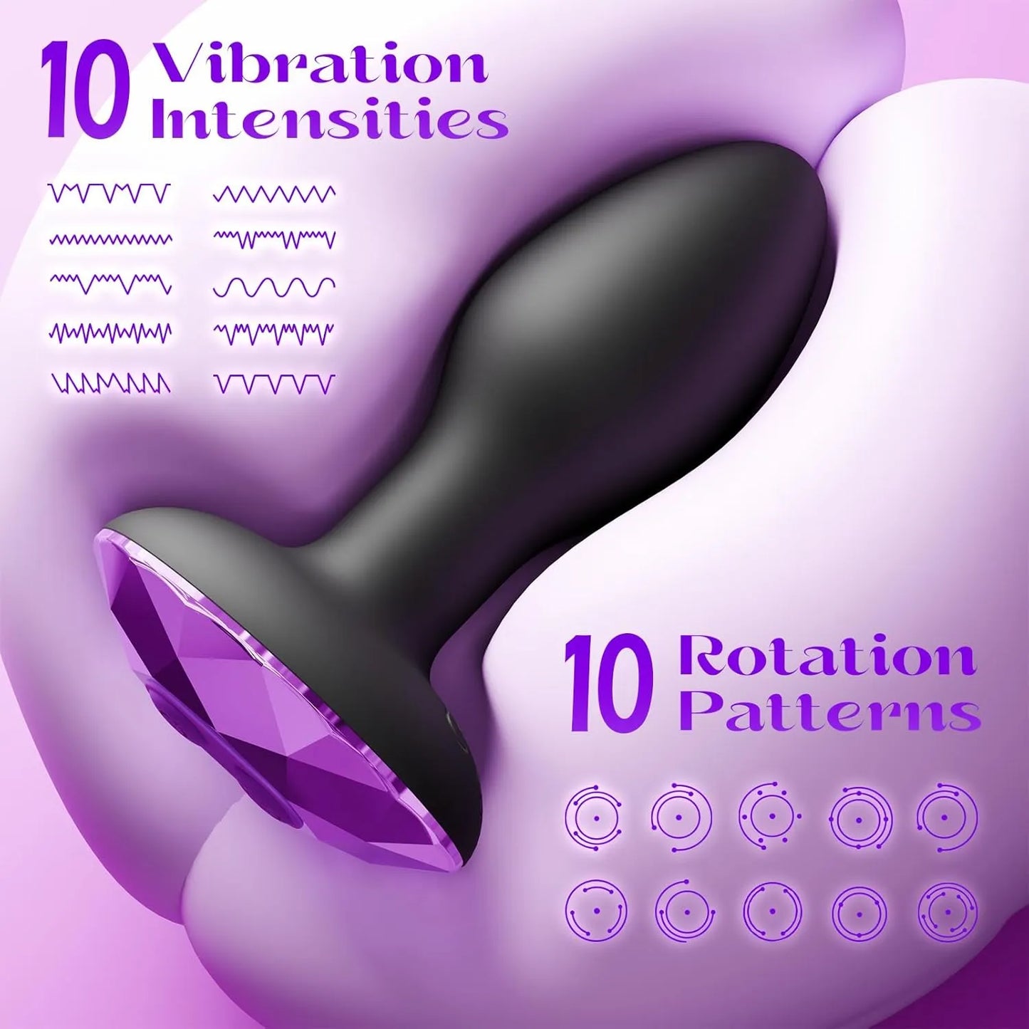 Anal Plug Adult Sex Toy with 10 Rotating & Vibration Settings