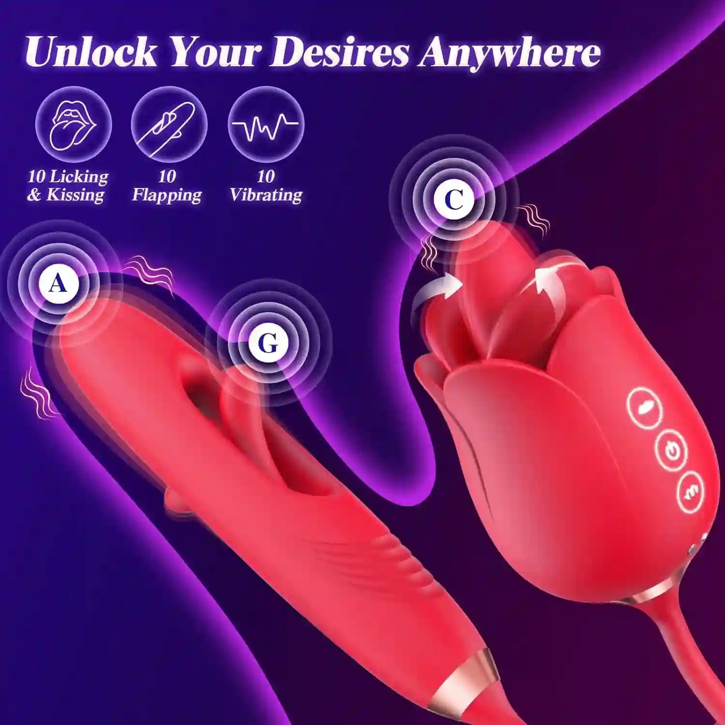G Spot Vibrator Rose Sex Toys - Rosebabes 4IN1 Dildo Vibrators