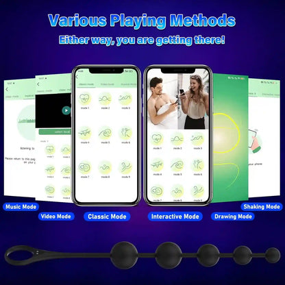 Anal Beads Vibrator Sex Toys - 14.5 Inch App Remote Control Butt Plug