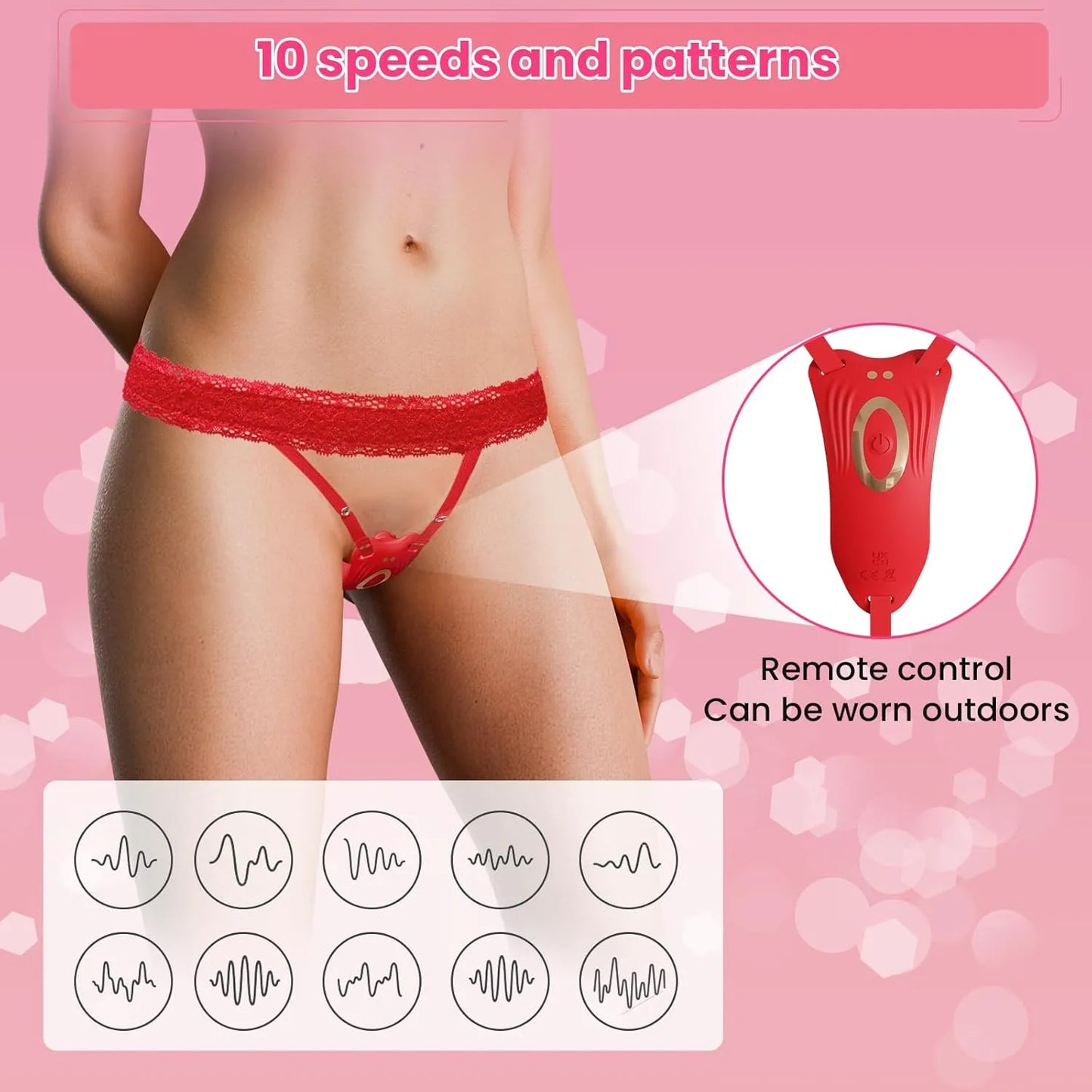 Wearable Panty Vibrator with Remote, Rose Clitoral Sex Toys