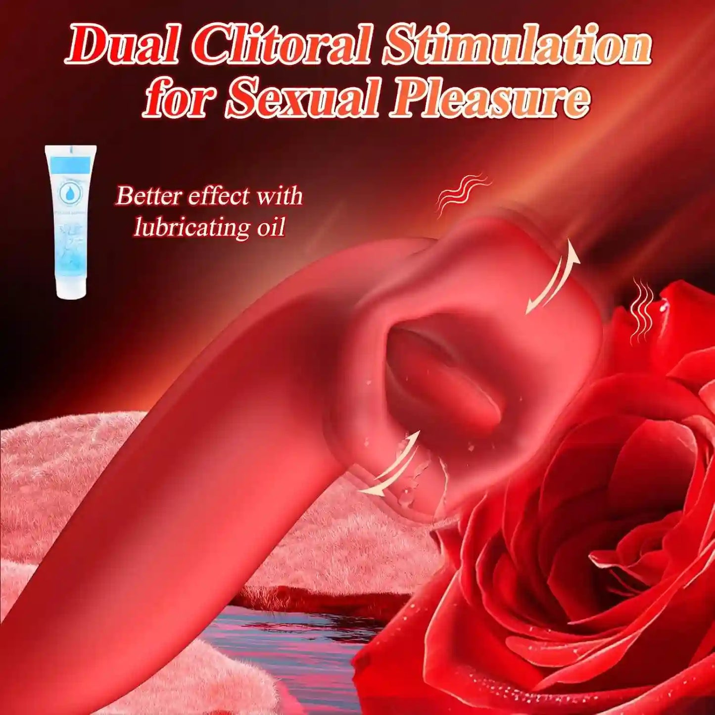 Clitoral Vibrator Rose Sex Toy - with 10 Mouth Kissing